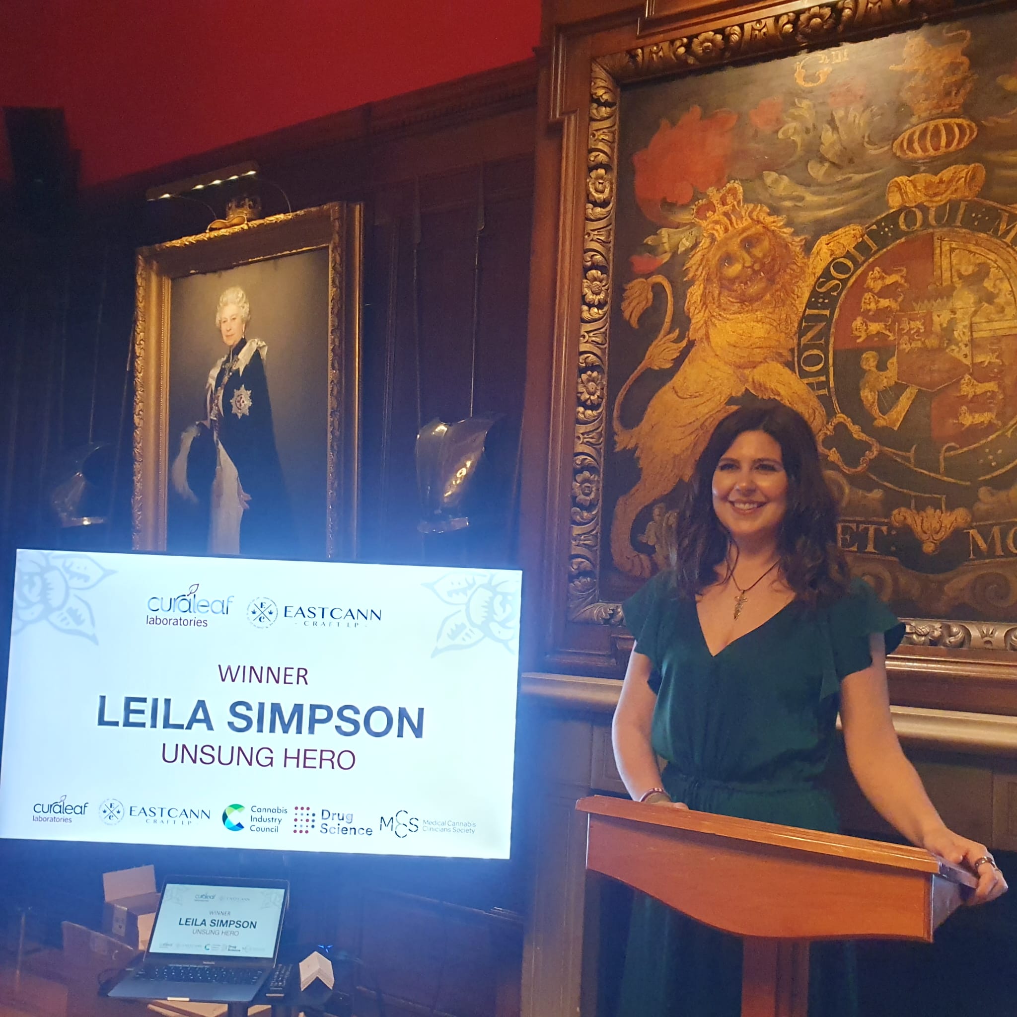 Leila Simpson accepting the Unsung Hero Award, Cannabis Industry Council